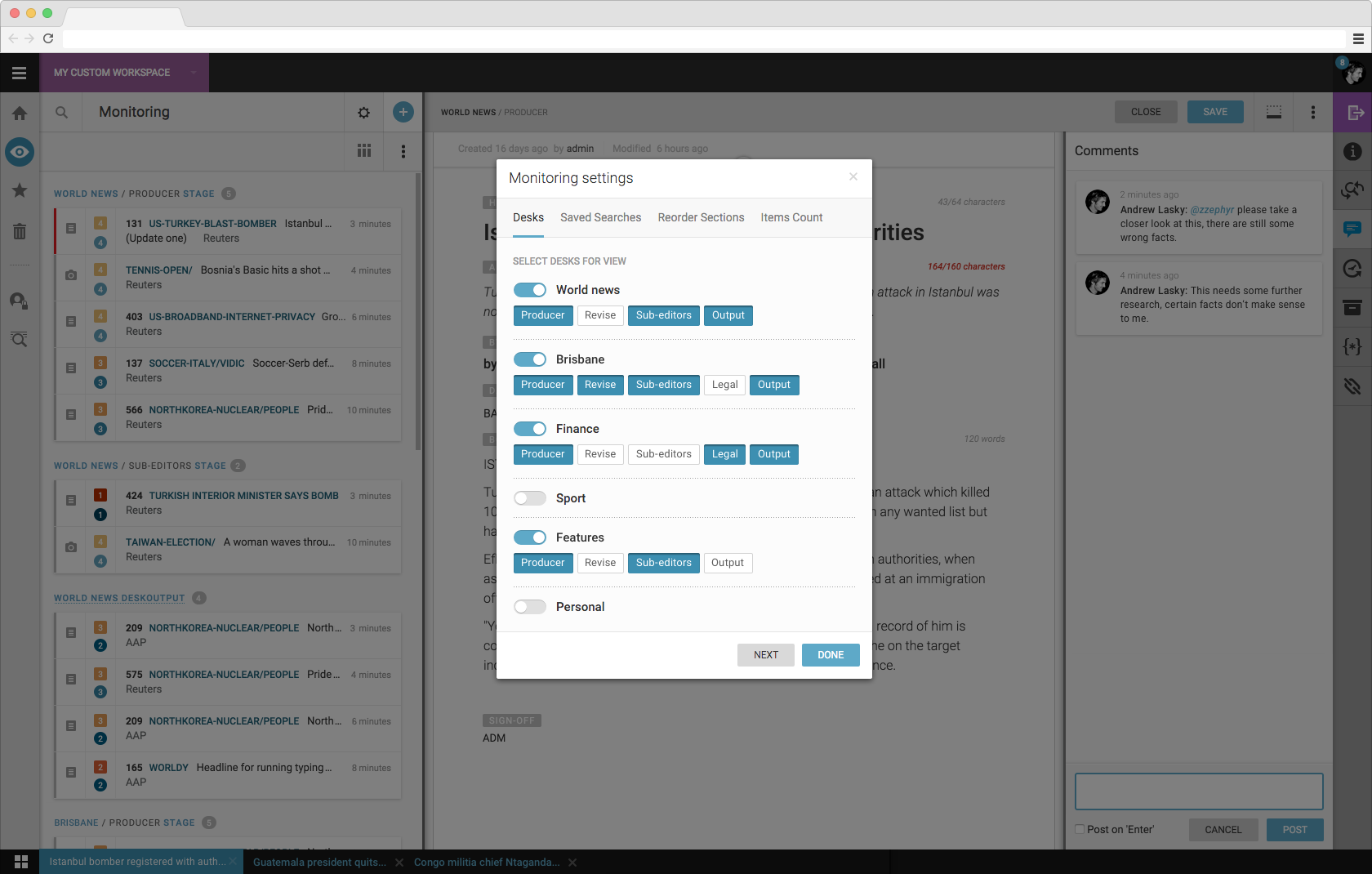 Superdesk’s flexible customisation tools for a digital newsroom