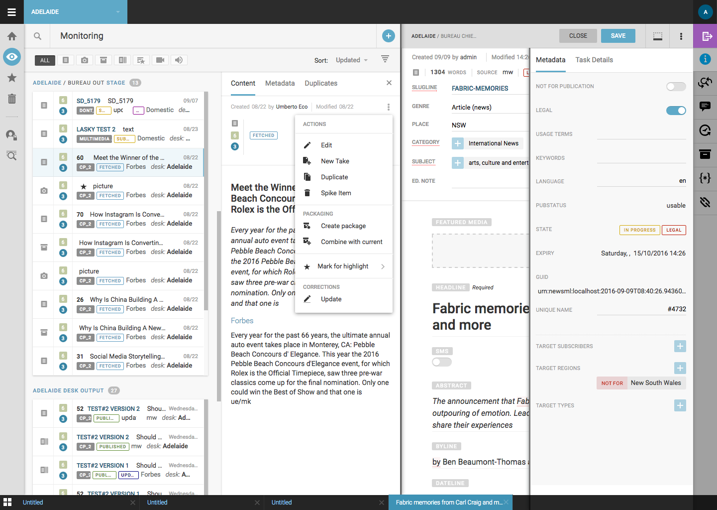 Superdesk's complex interface