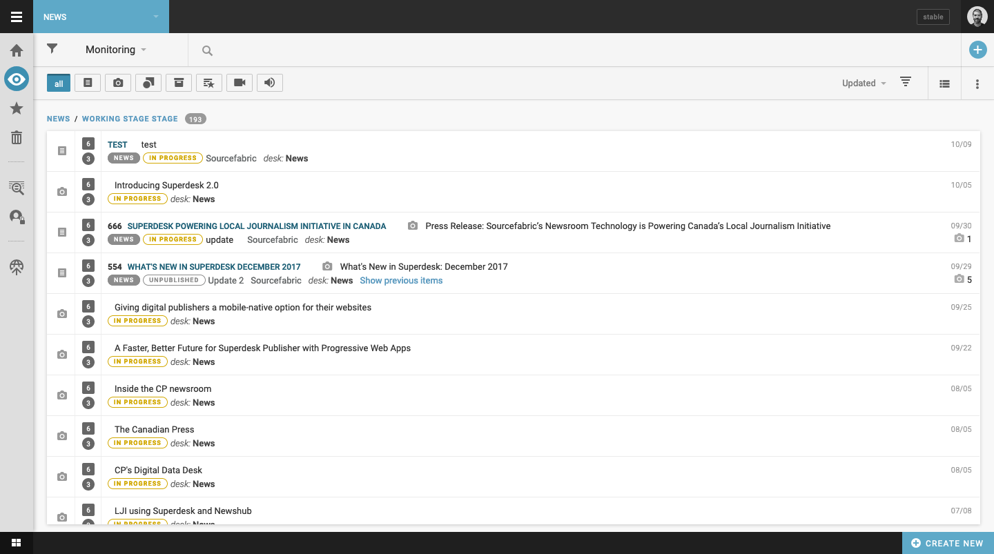 Superdesk Monitoring View