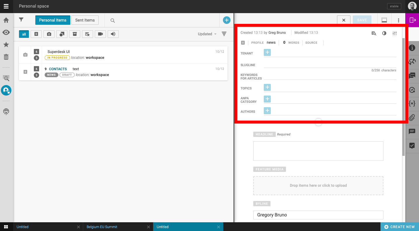 Superdesk Metadata fields.